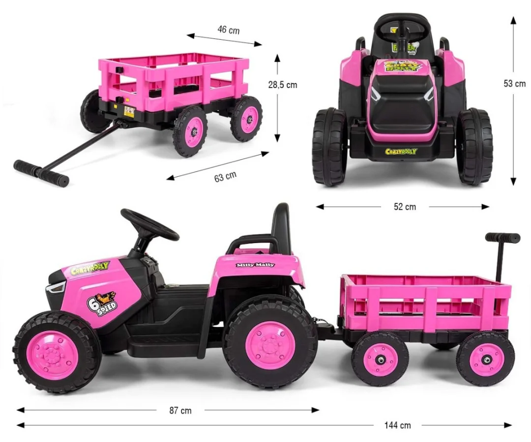 Traktor Na Akumulator Pink Rolly 6