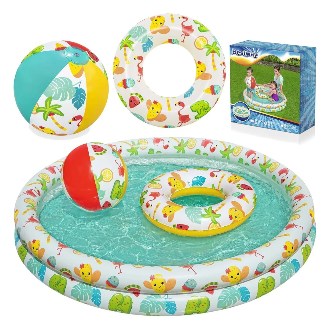 3u1 Dječji bazen 122 x 20 cm + KOTAČ + LOPTICA Bestway 51124_1