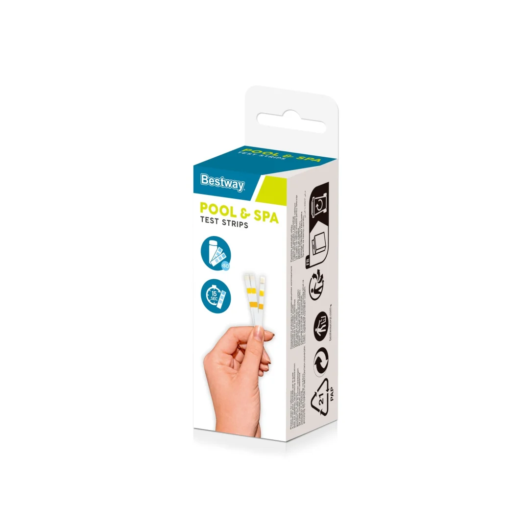 50 testnih trakica za vodu u bazenu BESTWAY pH + klor + alkalnost_2
