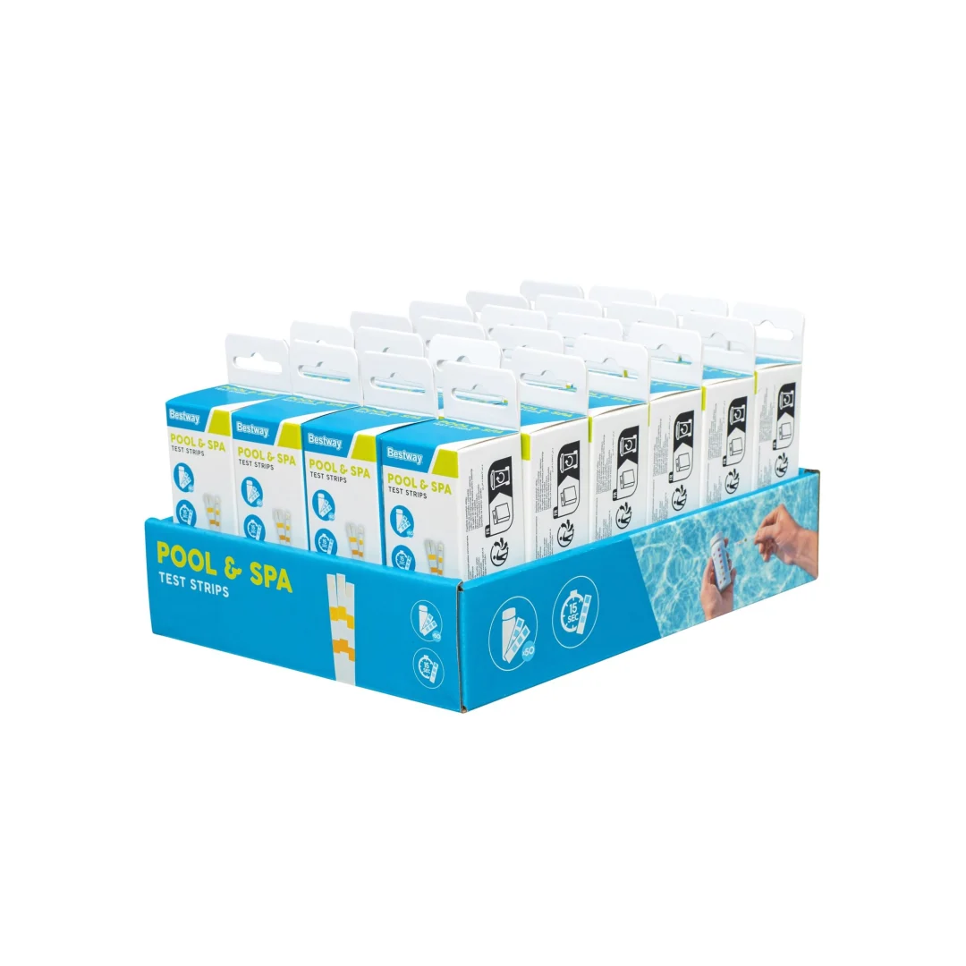 50 testnih trakica za vodu u bazenu BESTWAY pH + klor + alkalnost_3