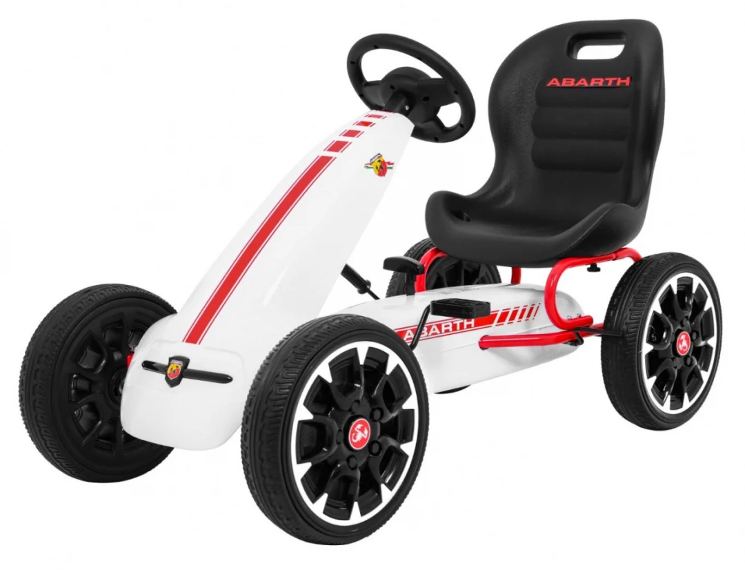ABARTH pedalni go-kart za djecu bijeli + EVA kotači + ručna kočnica + slobodni hod_1