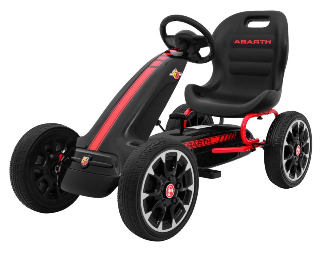 ABARTH pedalni go-kart za djecu crni + EVA kotači + ručna kočnica + slobodni hod_1