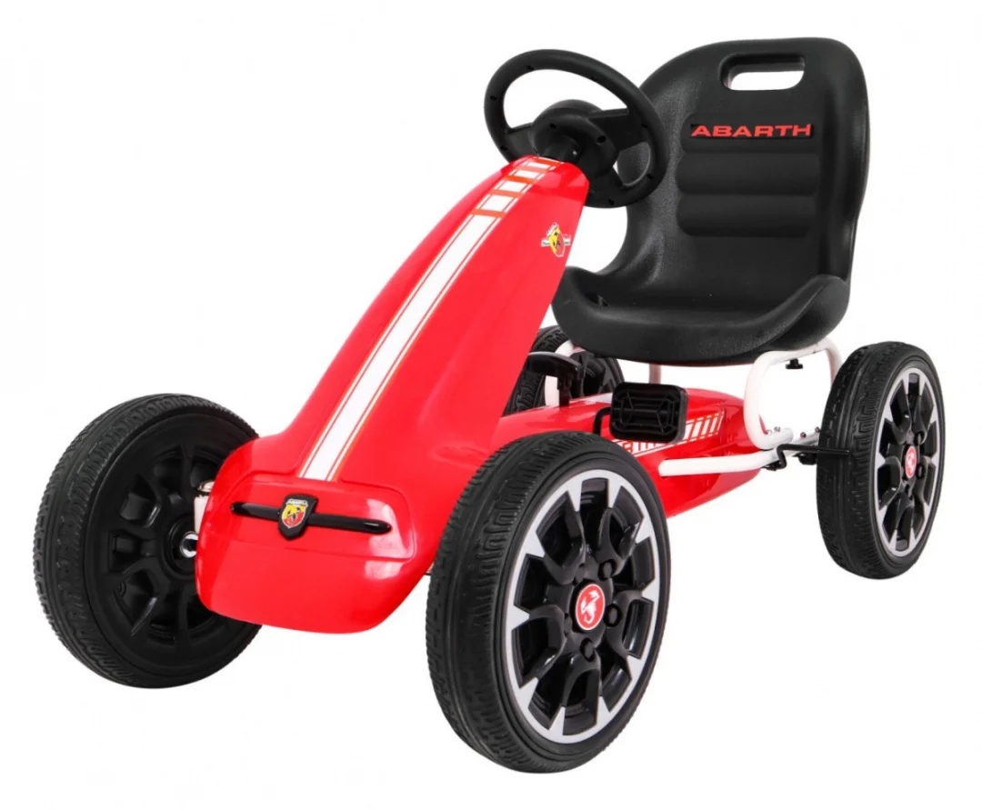ABARTH pedalni go-kart za djecu crveni + EVA kotači + ručna kočnica + slobodni hod_1