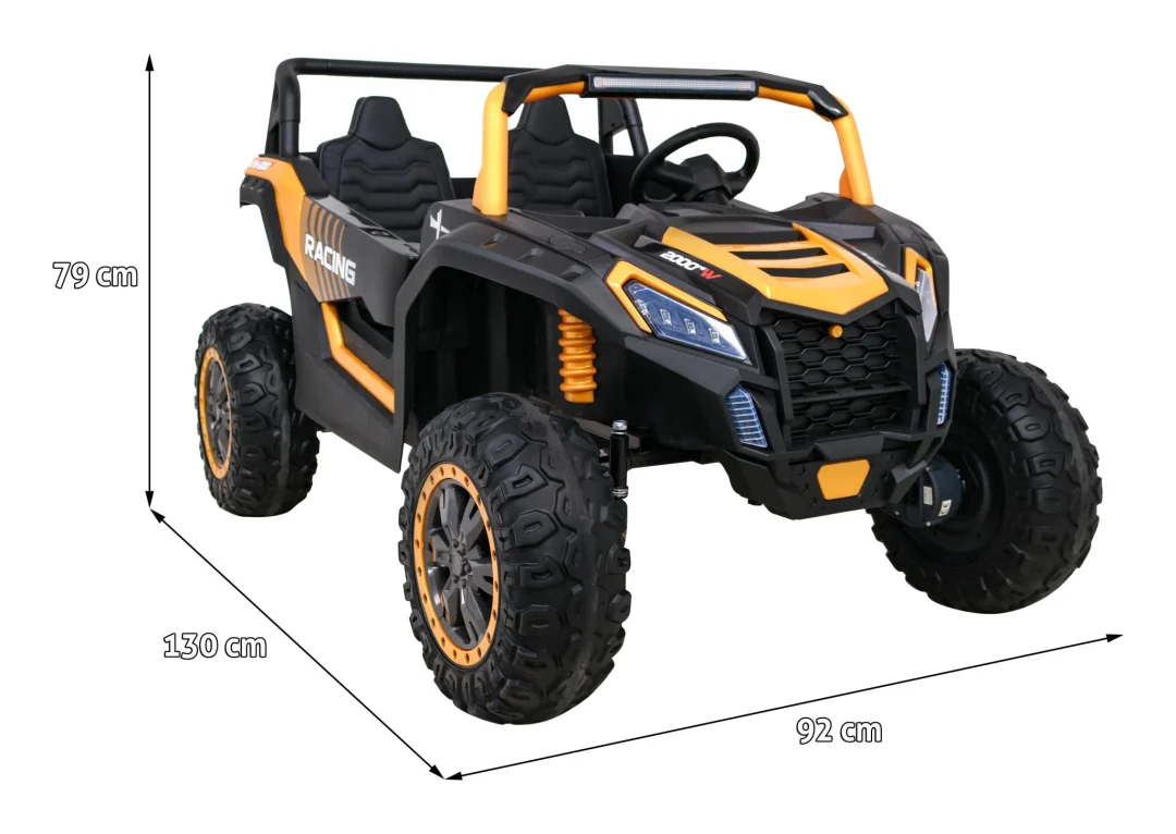 ATV trkaća kolica za 2 djece zlatna + 4x4 pogon + daljinski upravljač + spori start + MP3 LED_2
