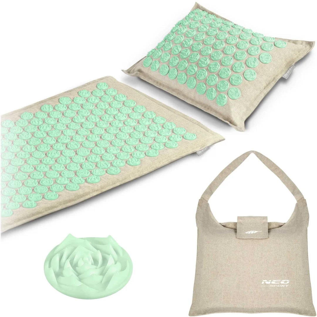 Akupresurna prostirka s bodljama Neo-Sport NS-902, siva i menta_1