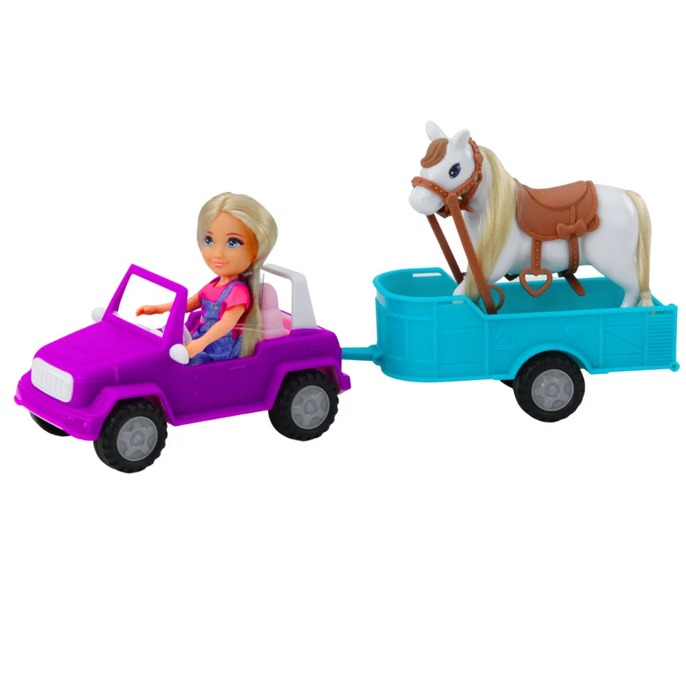 Ankiki set: auto s prikolicom, lutka i konj_2