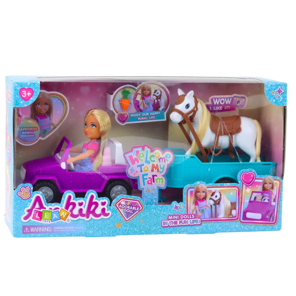 Ankiki set: auto s prikolicom, lutka i konj_5
