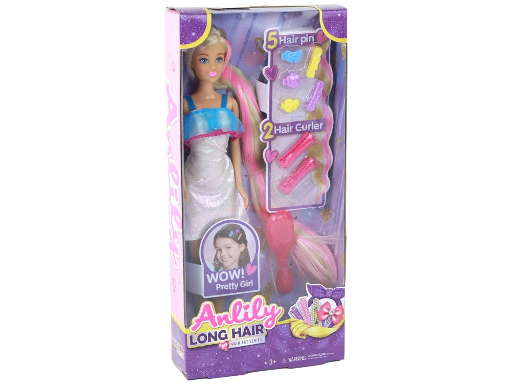 Anlily lutka duga plava kosa set za frizure_5