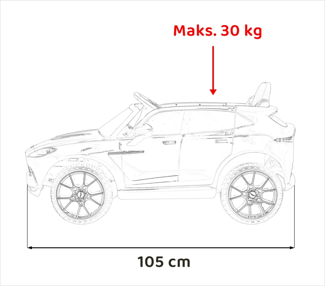 Aston Martin DBX dječja kolica na baterije crna + daljinski upravljač + EVA pegla + sigurnosni_3