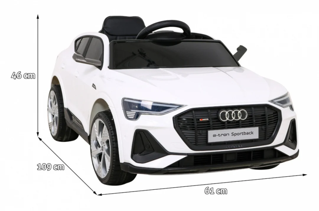 Audi E-Tron Sportback za djecu bijela + daljinski upravljač + 4x4 pogon + spori start + MP3 radio +_2