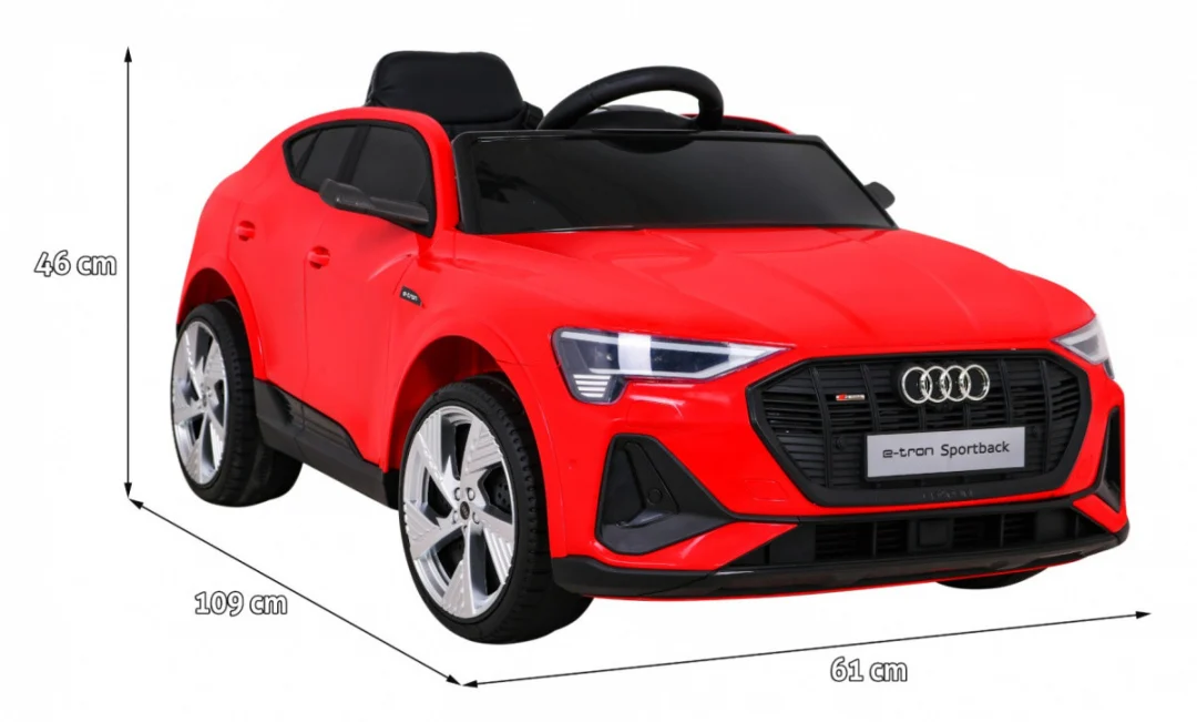 Audi E-Tron Sportback za djecu crveni + daljinski upravljač + 4x4 pogon + spori start + MP3, crvena_2