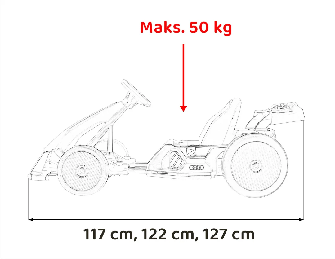 Audi Gokart s funkcijom driftanja, bijela boja auto na akumulator_3