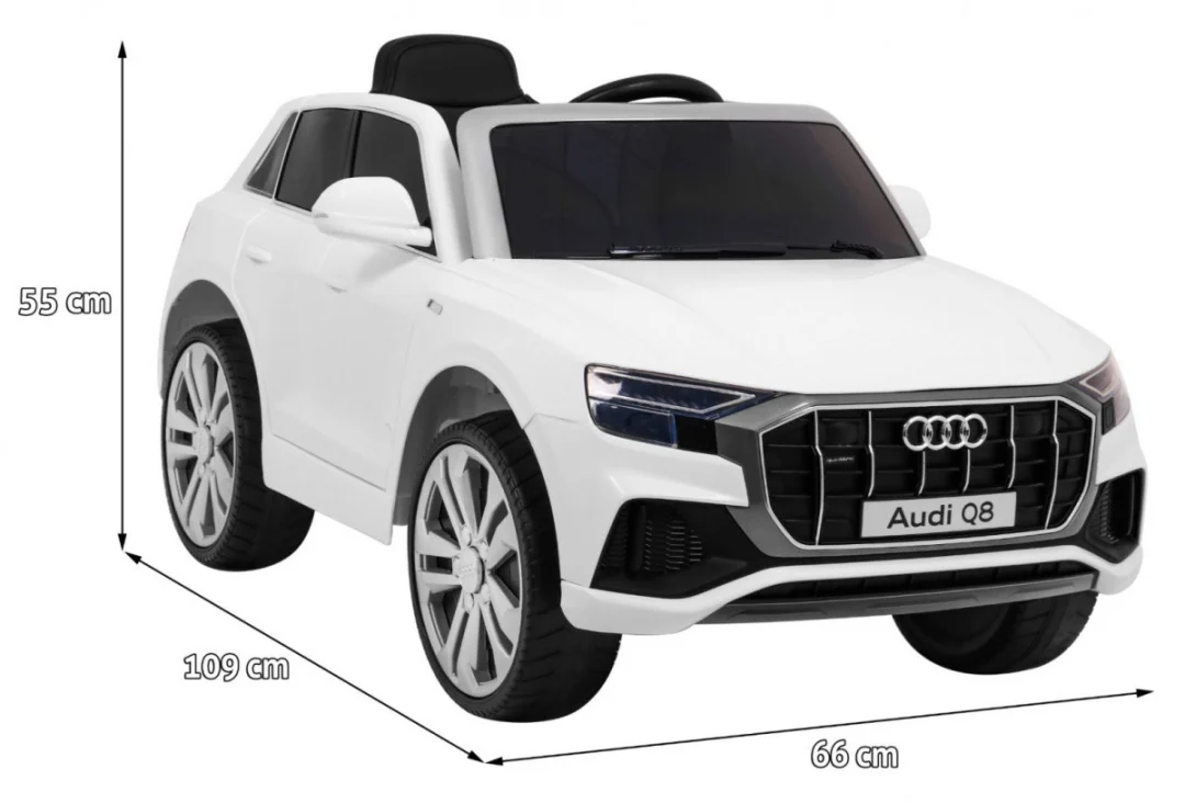 Audi Q8 Lift baterija za djecu bijela + daljinski upravljač + EVA + spori start + MP3 USB + LED_2