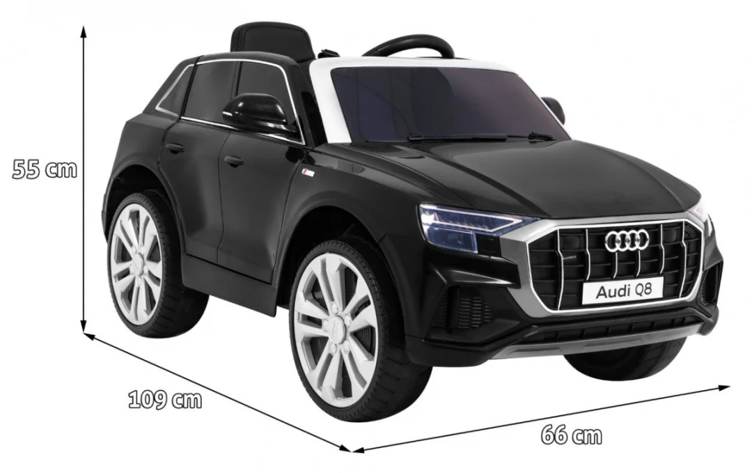 Audi Q8 Lift baterija za djecu crna + daljinski upravljač + EVA + spori start + MP3 USB + LED_2