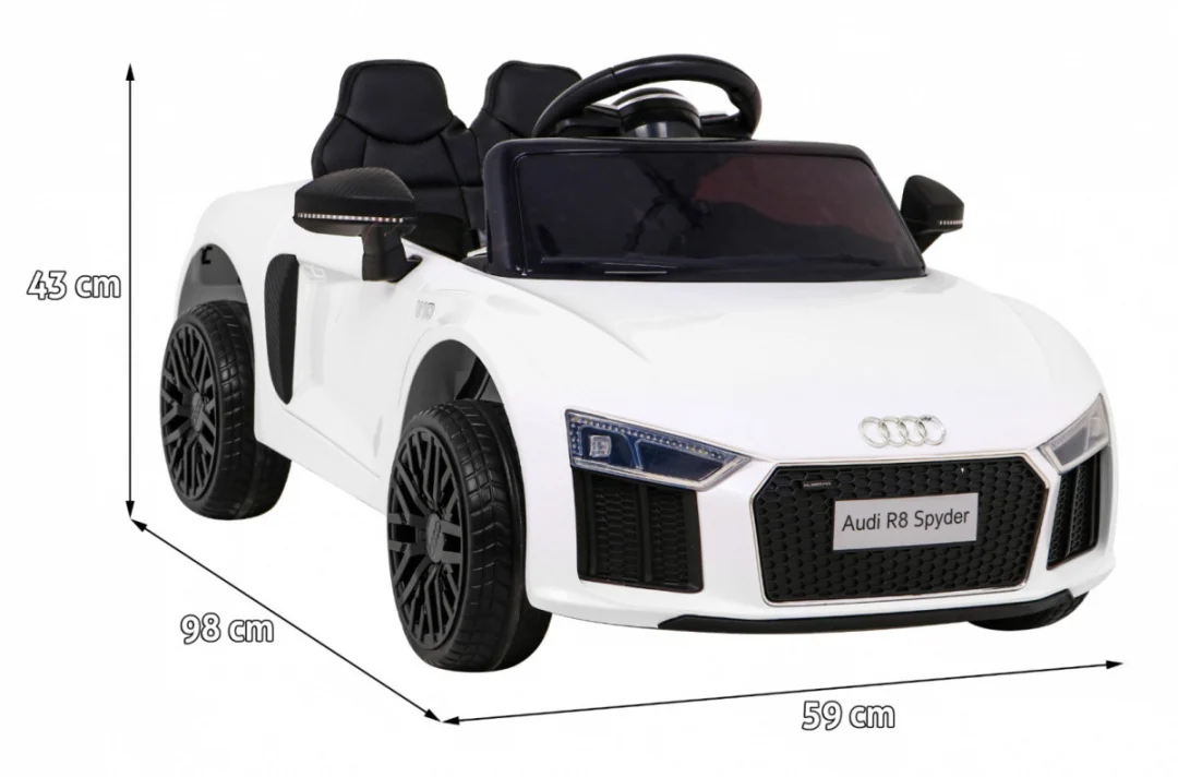 Audi R8 Dječji autosjedalica na baterije bijela + daljinski upravljač + EVA + spori start + MP3 LED_2