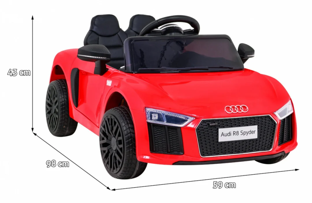 Audi R8 Punjiva dječja sjedalica crvena + daljinski upravljač + EVA + spori start + MP3 LED_2