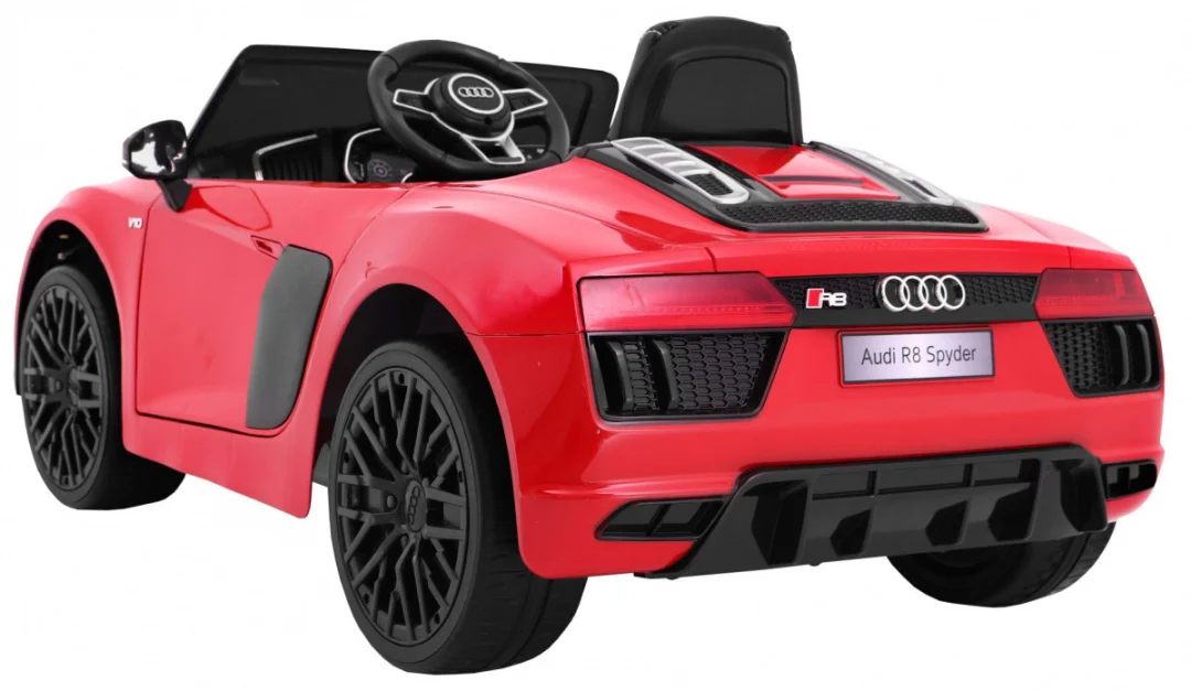 Audi R8 Spyder Baterija Crvena + Daljinski upravljač + EVA + Sporo pokretanje + MP3 radio + LED_4