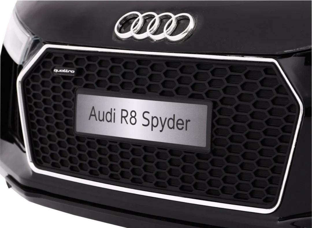 Audi R8 Spyder crna baterija + daljinski upravljač + EVA + spori start + MP3 radio + LED_2