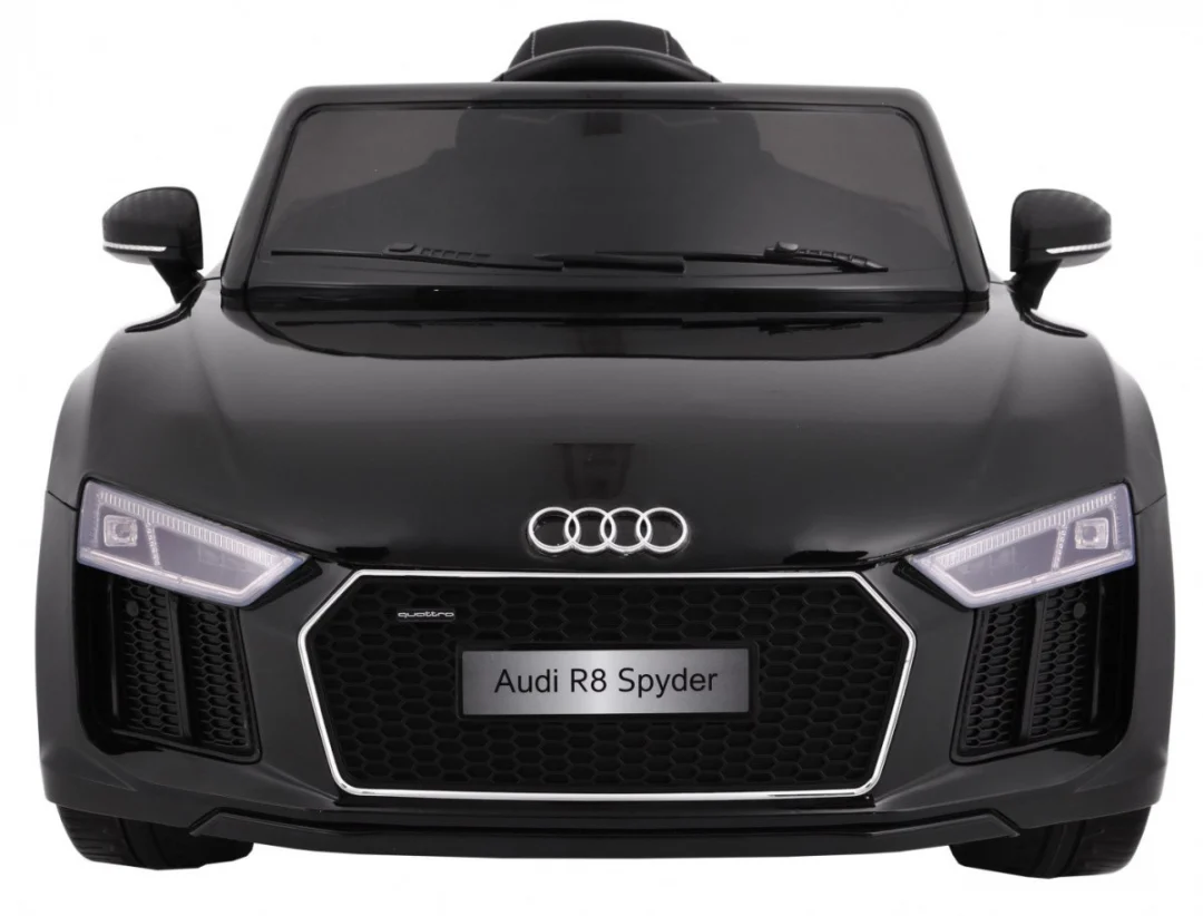 Audi R8 Spyder na baterije, crna boja + daljinski upravljač + EVA + spori start + MP3 radio + LED_5