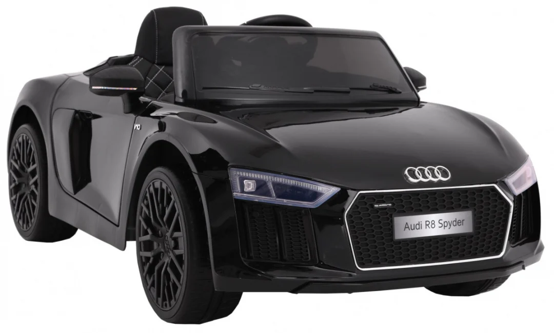 Audi R8 Spyder na baterije, crna boja + daljinski upravljač + EVA + spori start + MP3 radio + LED_7