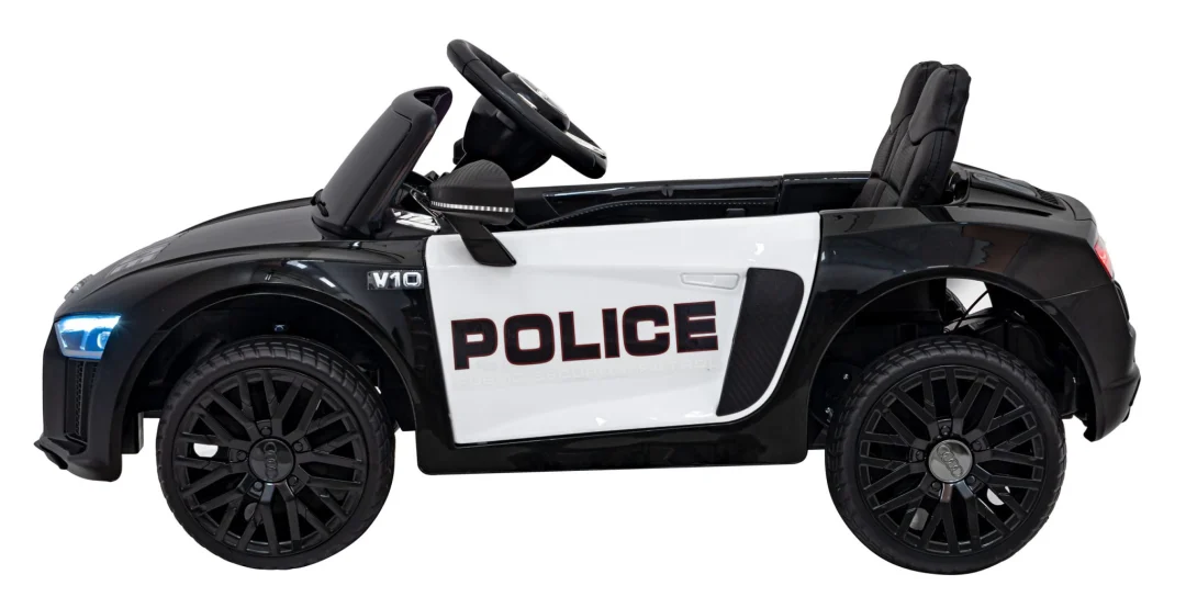 Audi R8 policijski automobil na akumulator za djecu + daljinski upravljač + EVA + spori start, crna_10