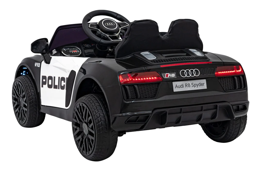 Audi R8 policijski automobil na akumulator za djecu + daljinski upravljač + EVA + spori start, crna_12