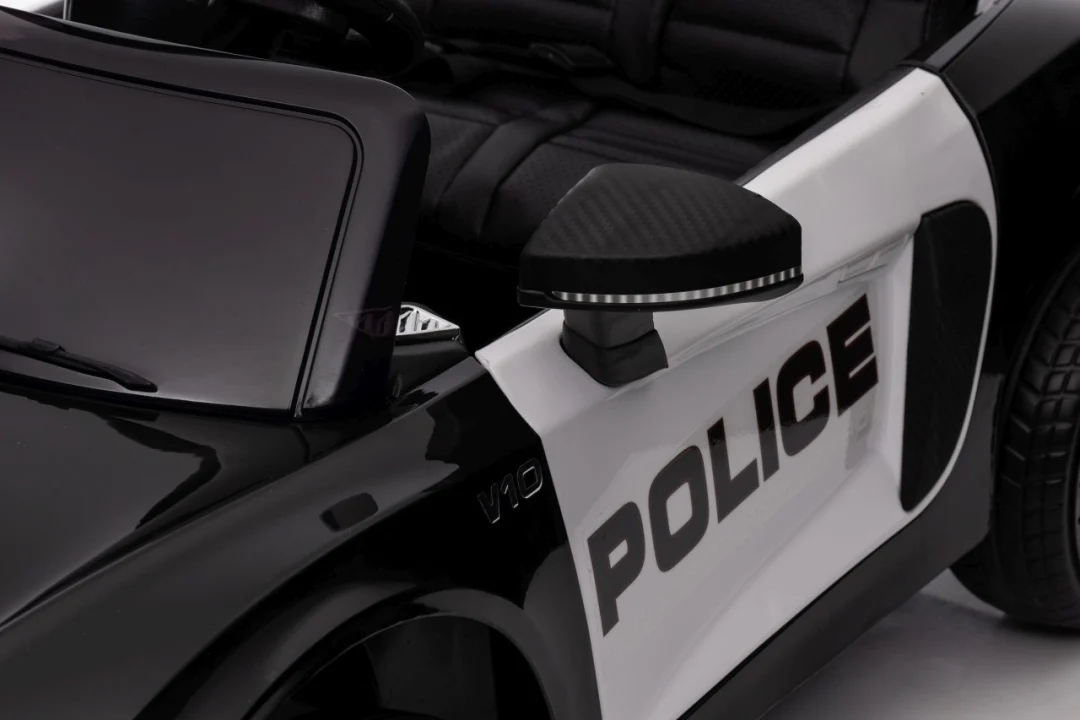 Audi R8 policijski automobil na akumulator za djecu + daljinski upravljač + EVA + spori start, crna_15