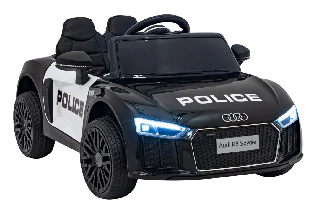 Audi R8 policijski automobil na akumulator za djecu + daljinski upravljač + EVA + spori start, crna_18