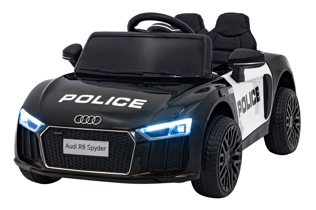 Audi R8 policijski automobil na akumulator za djecu + daljinski upravljač + EVA + spori start, crna_2