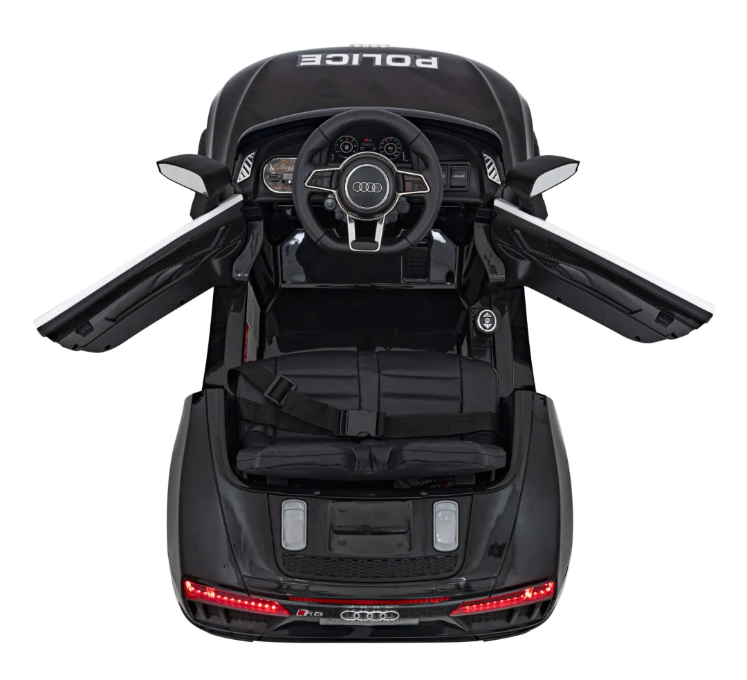 Audi R8 policijski automobil na akumulator za djecu + daljinski upravljač + EVA + spori start, crna_20