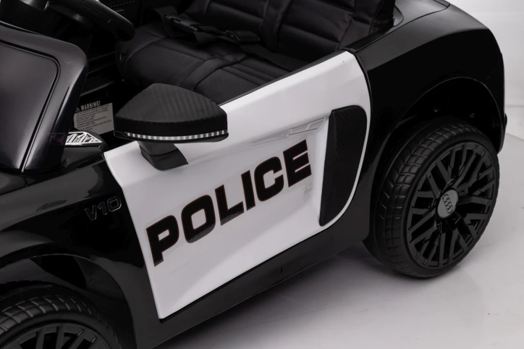 Audi R8 policijski automobil na akumulator za djecu + daljinski upravljač + EVA + spori start, crna_21