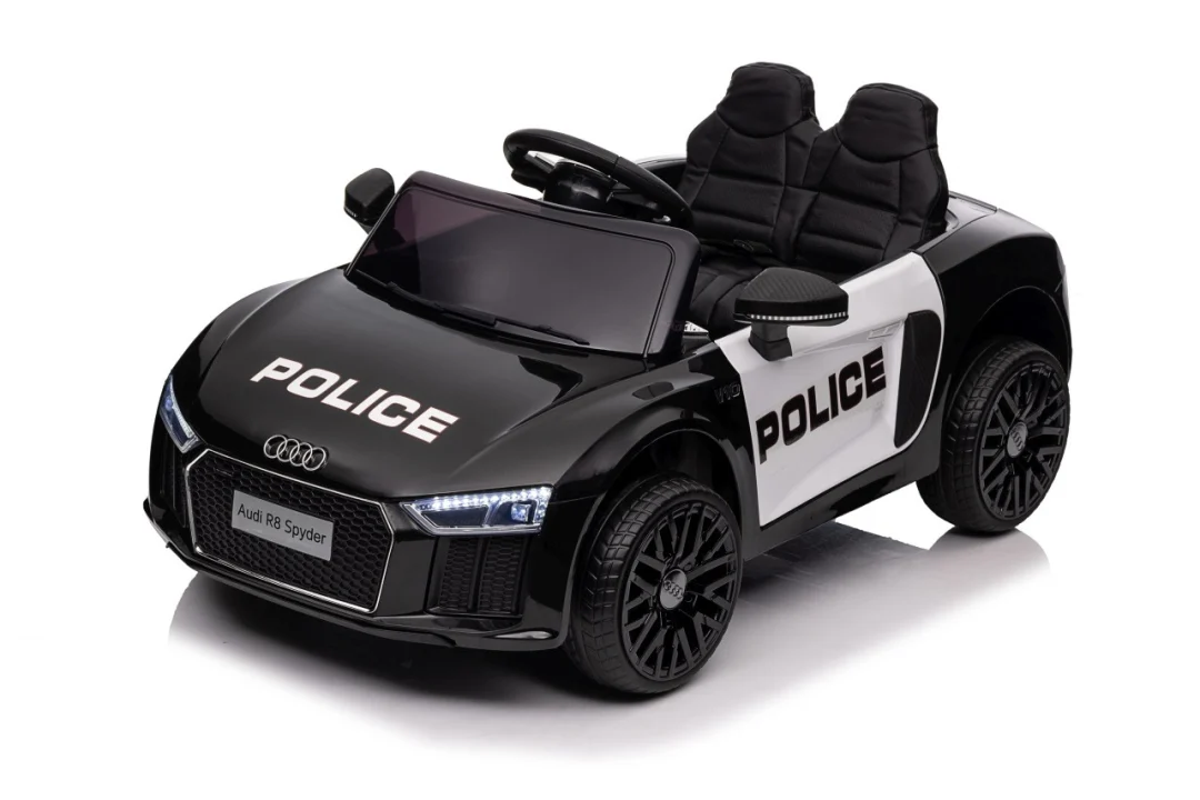 Audi R8 policijski automobil na akumulator za djecu + daljinski upravljač + EVA + spori start, crna_3