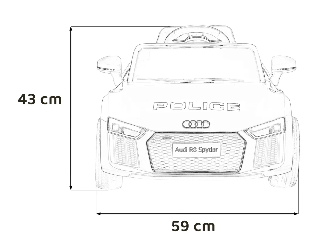 Audi R8 policijski automobil na akumulator za djecu + daljinski upravljač + EVA + spori start, crna_4