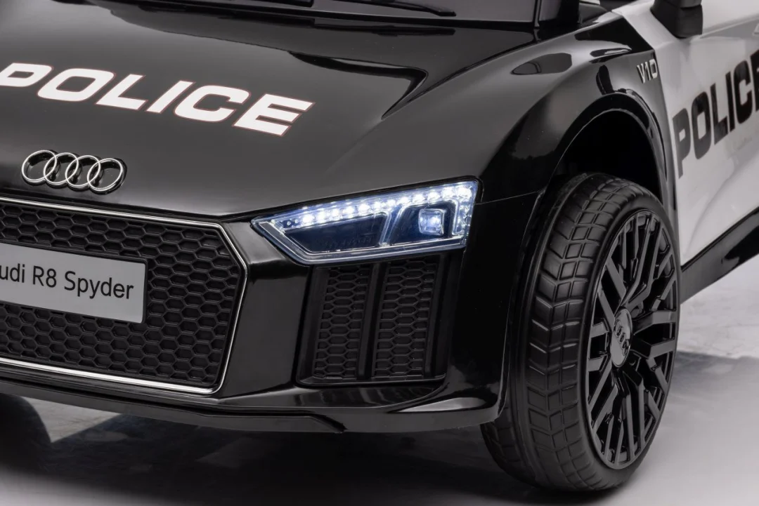 Audi R8 policijski automobil na akumulator za djecu + daljinski upravljač + EVA + spori start, crna_48