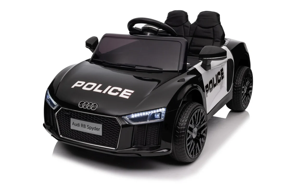 Audi R8 policijski automobil na akumulator za djecu + daljinski upravljač + EVA + spori start, crna_5