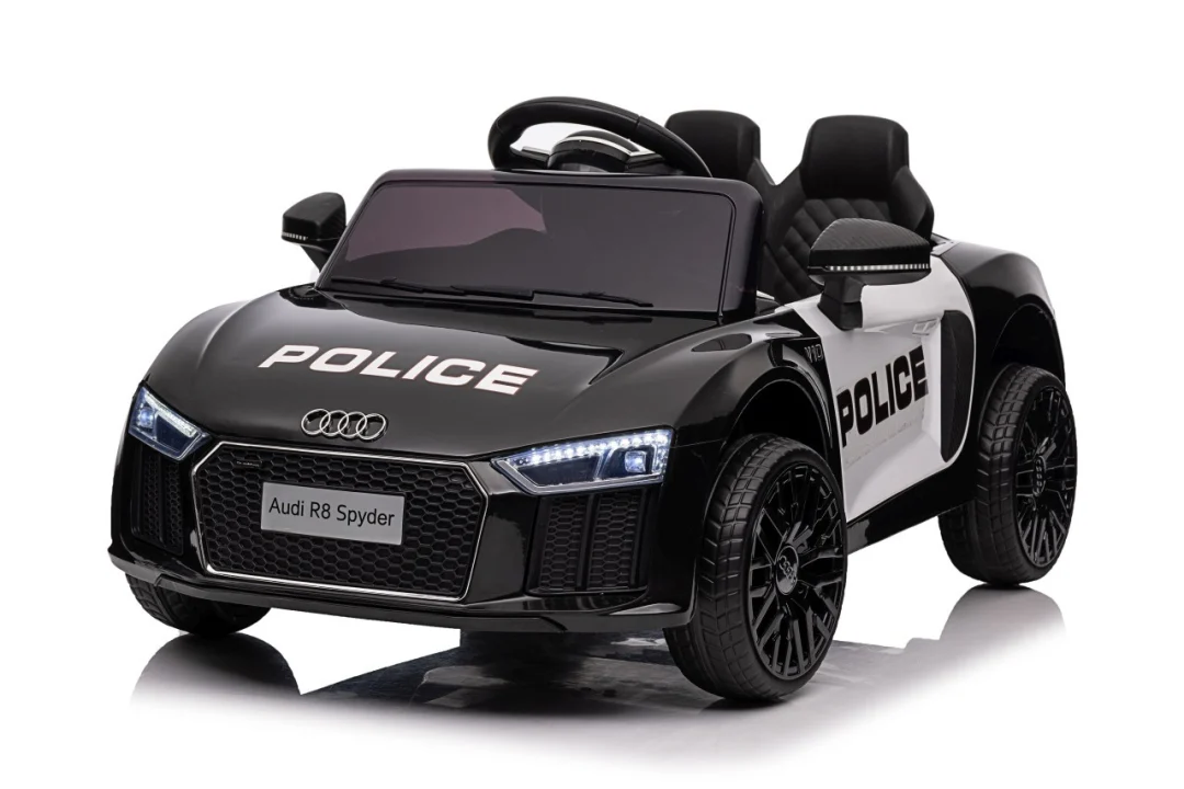 Audi R8 policijski automobil na akumulator za djecu + daljinski upravljač + EVA + spori start, crna_53