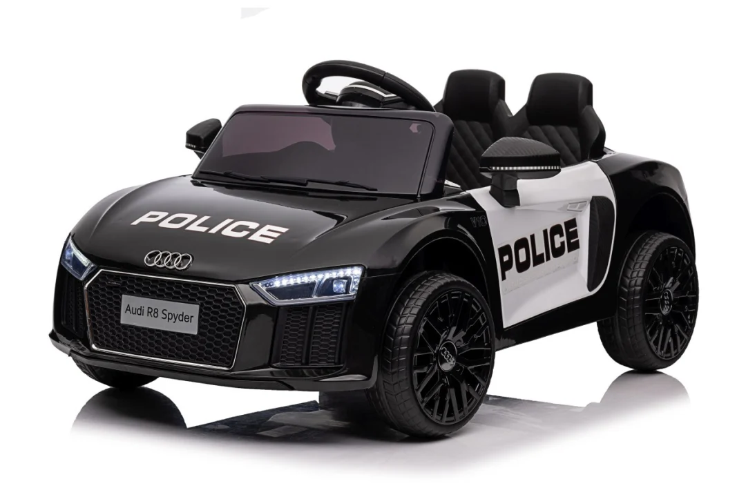 Audi R8 policijski automobil na akumulator za djecu + daljinski upravljač + EVA + spori start, crna_54