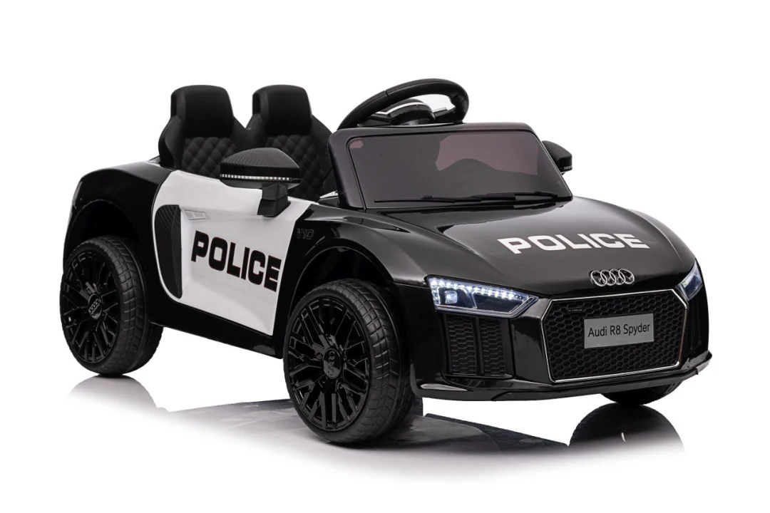 Audi R8 policijski automobil na akumulator za djecu + daljinski upravljač + EVA + spori start, crna_56