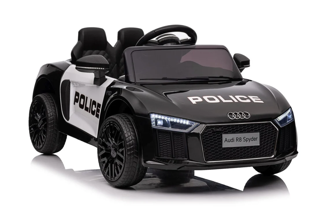 Audi R8 policijski automobil na akumulator za djecu + daljinski upravljač + EVA + spori start, crna_57