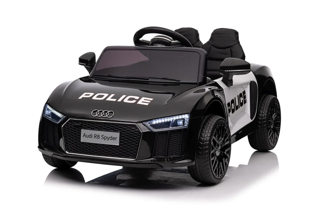 Audi R8 policijski automobil na akumulator za djecu + daljinski upravljač + EVA + spori start, crna_62
