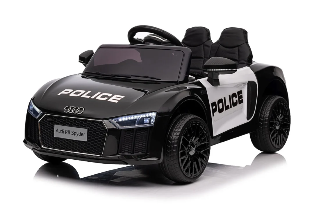 Audi R8 policijski automobil na akumulator za djecu + daljinski upravljač + EVA + spori start, crna_63