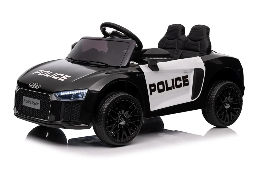 Audi R8 policijski automobil na akumulator za djecu + daljinski upravljač + EVA + spori start, crna_64
