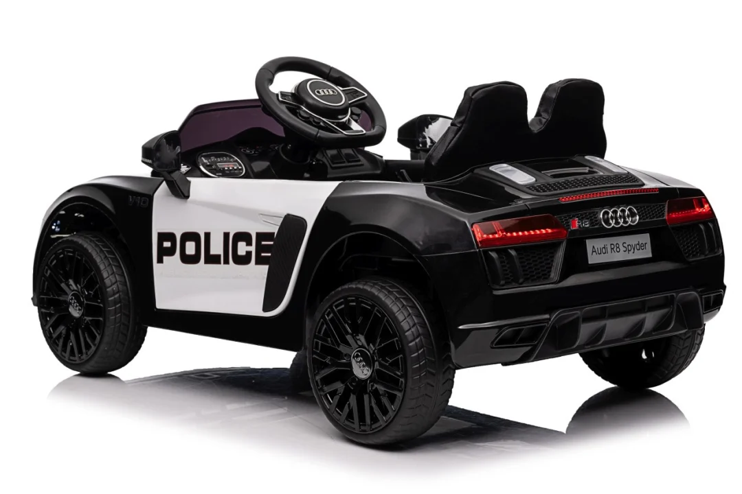 Audi R8 policijski automobil na akumulator za djecu + daljinski upravljač + EVA + spori start, crna_66