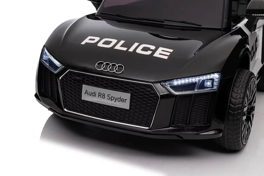 Audi R8 policijski automobil na akumulator za djecu + daljinski upravljač + EVA + spori start, crna_7