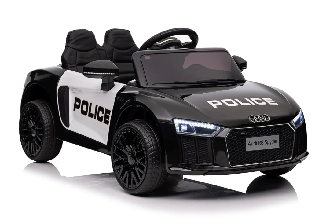 Audi R8 policijski automobil na akumulator za djecu + daljinski upravljač + EVA + spori start, crna_72