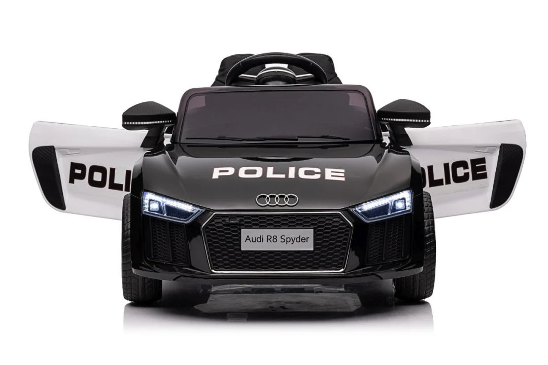Audi R8 policijski automobil na akumulator za djecu + daljinski upravljač + EVA + spori start, crna_73