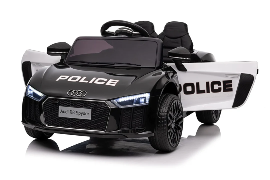Audi R8 policijski automobil na akumulator za djecu + daljinski upravljač + EVA + spori start, crna_74
