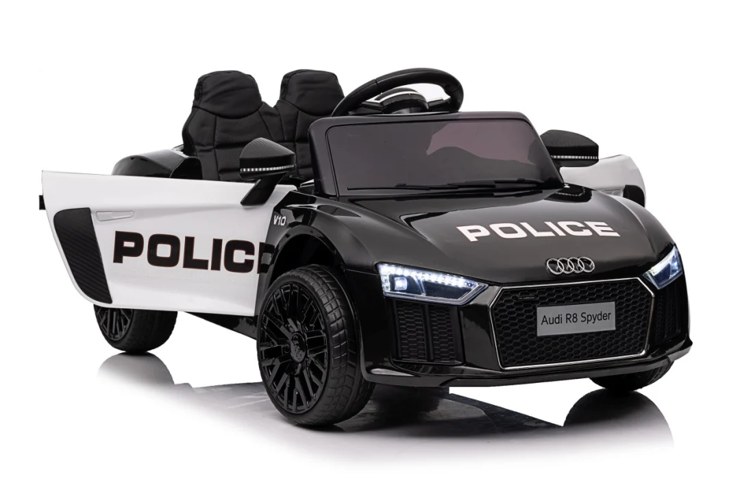Audi R8 policijski automobil na akumulator za djecu + daljinski upravljač + EVA + spori start, crna_78