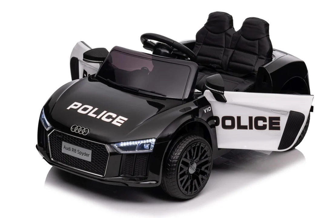 Audi R8 policijski automobil na akumulator za djecu + daljinski upravljač + EVA + spori start, crna_79