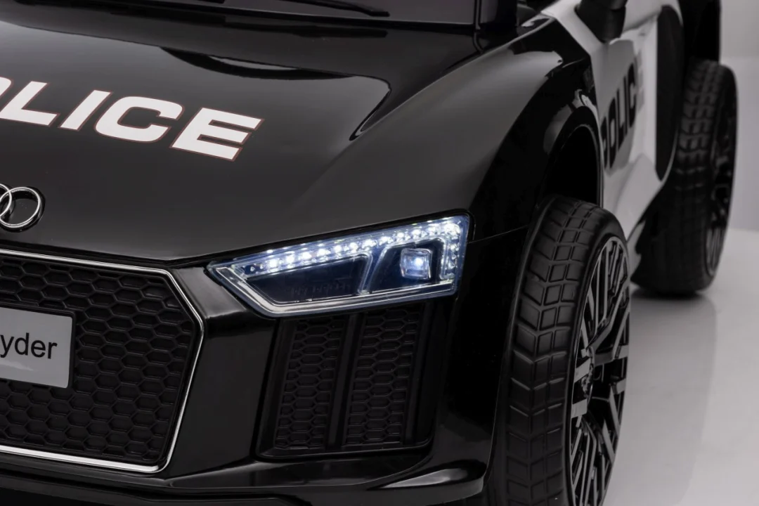 Audi R8 policijski automobil na akumulator za djecu + daljinski upravljač + EVA + spori start, crna_9